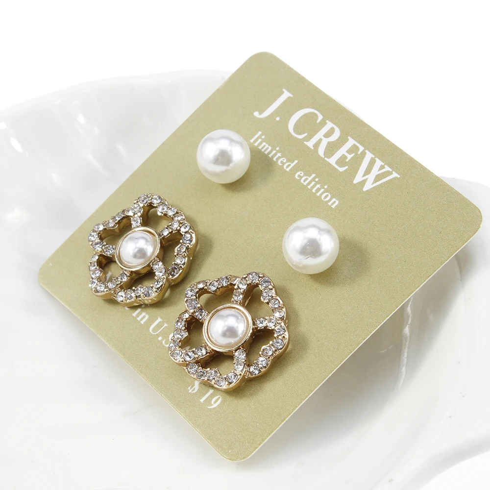 2 Pairs/Set Fashion Gold Color Rhinestone Flower Imitation Pearl Simple Stud Earrings Set For Women Girls Jewelry
2 Pairs/Set Fashion Gold Color Rhinestone Flower Imitation Pearl Simple Stud Earrings Set For Women Girls Jewelry