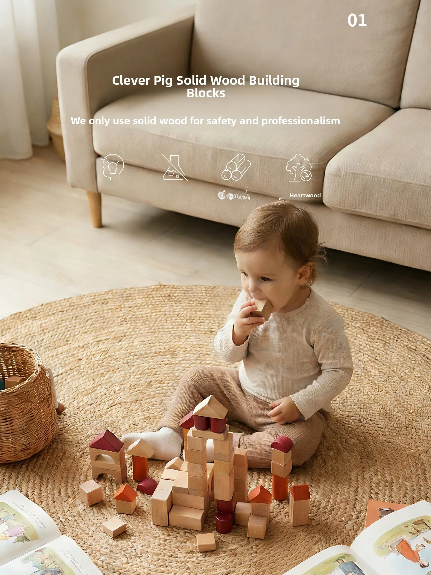 Clever Pig Wooden Blocks Sunset Castle Series 23 Pieces Elm Wood Wax Oil Coated Non-Toxic Educational Toys for Kids
Clever Pig Wooden Blocks Sunset Castle Series 23 Pieces Elm Wood Wax Oil Coated Non-Toxic Educational Toys for Kids