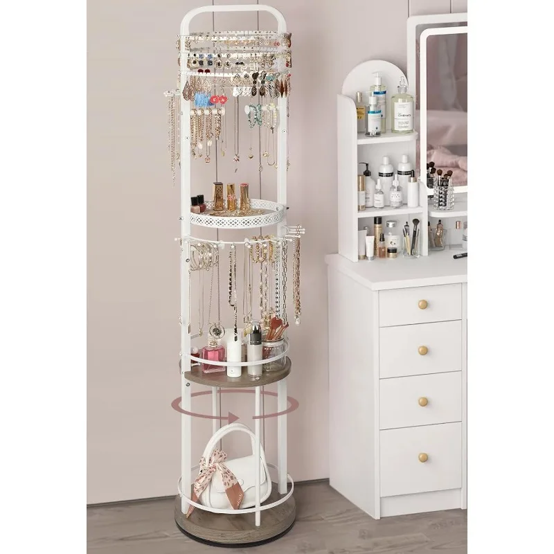 Jewelry Holder Organizer, Floor Jewelry Organizer with Earring Organizer Necklace Holder, Rotating Jewelry Stand Necklace Displa
Jewelry Holder Organizer, Floor Jewelry Organizer with Earring Organizer Necklace Holder, Rotating Jewelry Stand Necklace Displa