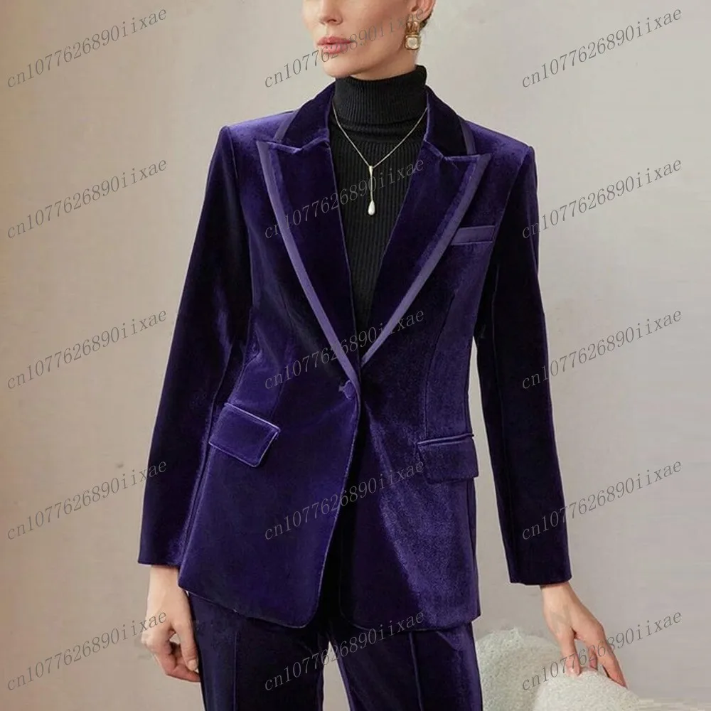 New Purple Velvet Women Suits Lady Business Office Tuxedos Mother Wedding Party Formal Ladies Costume 2 Piece Set Jacket Pants
New Purple Velvet Women Suits Lady Business Office Tuxedos Mother Wedding Party Formal Ladies Costume 2 Piece Set Jacket Pants