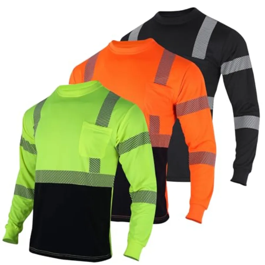 3pcs Safety T Shirts Reflective High Visibility Hi Vis Long Sleeve Construction Work Shirts for Men Class 3
3pcs Safety T Shirts Reflective High Visibility Hi Vis Long Sleeve Construction Work Shirts for Men Class 3