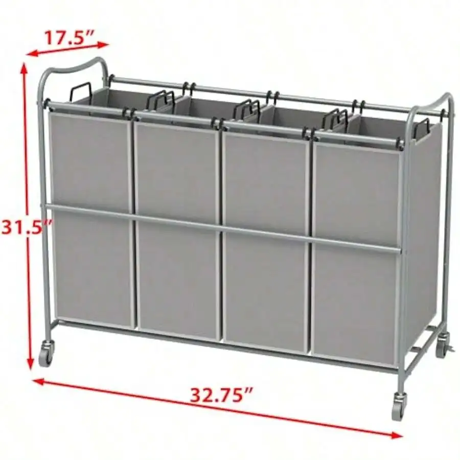 4-Bag Heavy Duty Laundry Sorter Rolling Cart With Wheels
4-Bag Heavy Duty Laundry Sorter Rolling Cart With Wheels