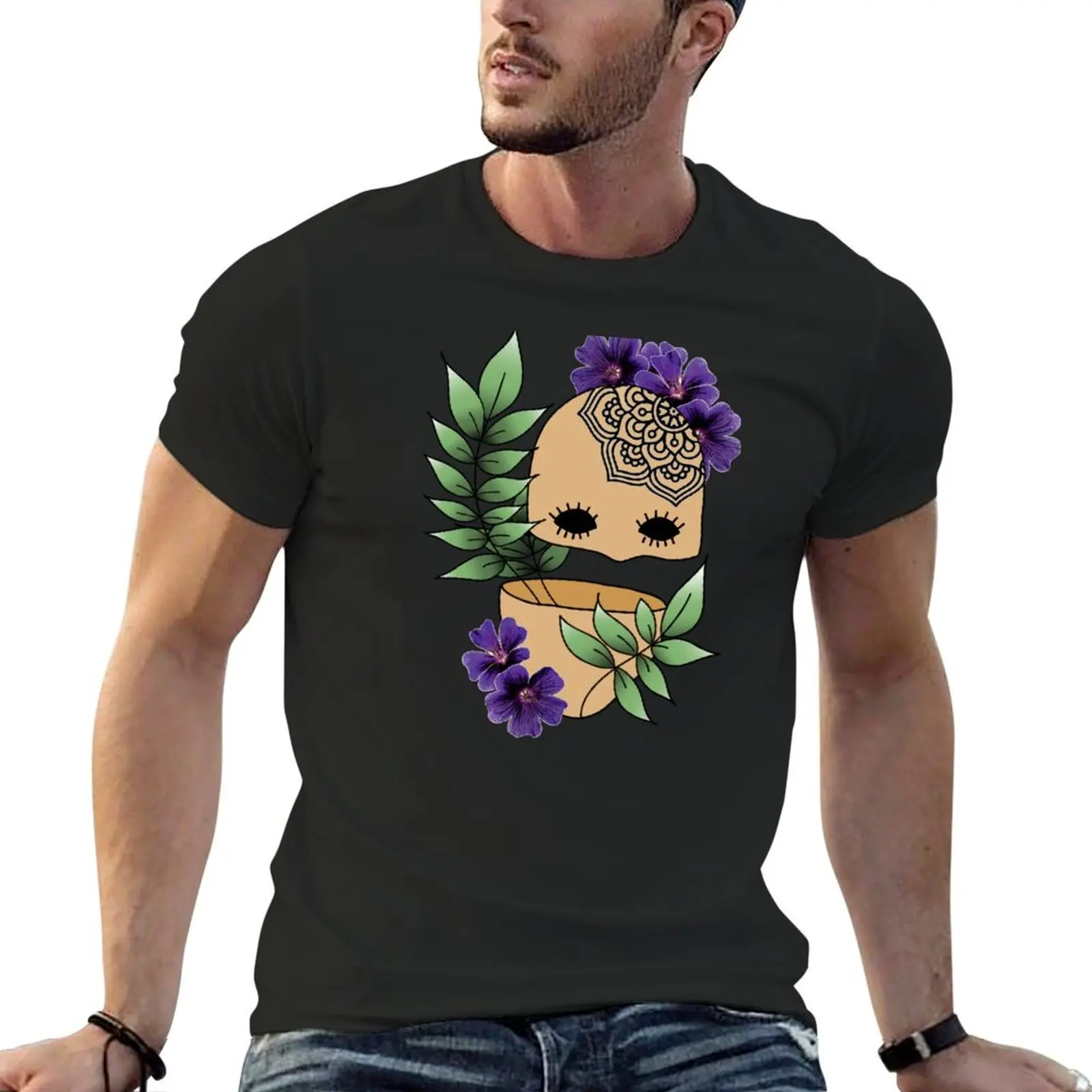 Plant Lover, Creepy Face with Plant Leaf & Purple Flowers - Repeat Print T-Shirt vintage clothes graphics plain t shirts men
Plant Lover, Creepy Face with Plant Leaf & Purple Flowers - Repeat Print T-Shirt vintage clothes graphics plain t shirts men