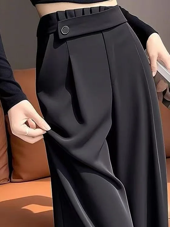 Elegant Black High Waist Draped Suit Pants Women's Autumn New Style Casual Wide Leg Straight Cut Trousers Fashionable
Elegant Black High Waist Draped Suit Pants Women's Autumn New Style Casual Wide Leg Straight Cut Trousers Fashionable