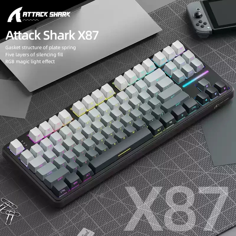 Attack Shark X87 Gasket Customized Three Mode Bluetooth Wireless Mechanical Keyboard Esports Games Rgb Light Hot Plug Keyboards
Attack Shark X87 Gasket Customized Three Mode Bluetooth Wireless Mechanical Keyboard Esports Games Rgb Light Hot Plug Keyboards