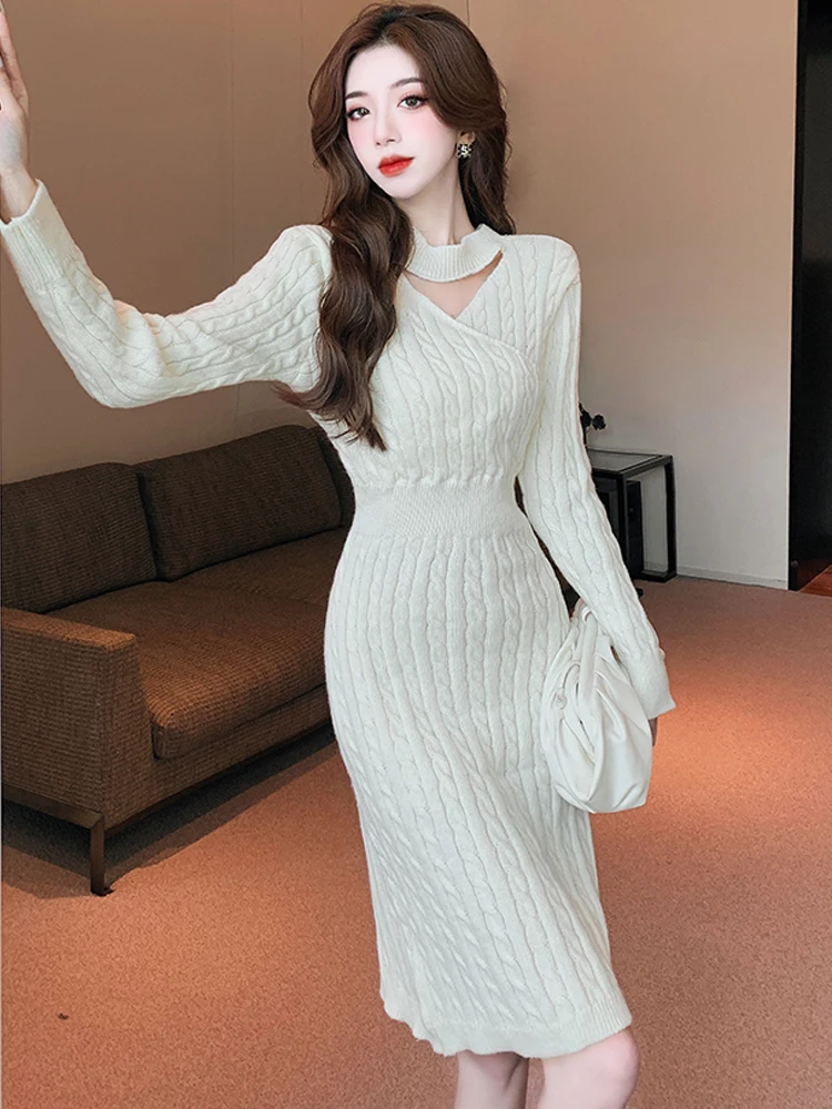 Vintage Long Sleeve Knitted Dresses for Women Party Robe Female2022Autumn Winter Retro V-neck Bodycon Dress Korean Slim Vestido
Vintage Long Sleeve Knitted Dresses for Women Party Robe Female2022Autumn Winter Retro V-neck Bodycon Dress Korean Slim Vestido