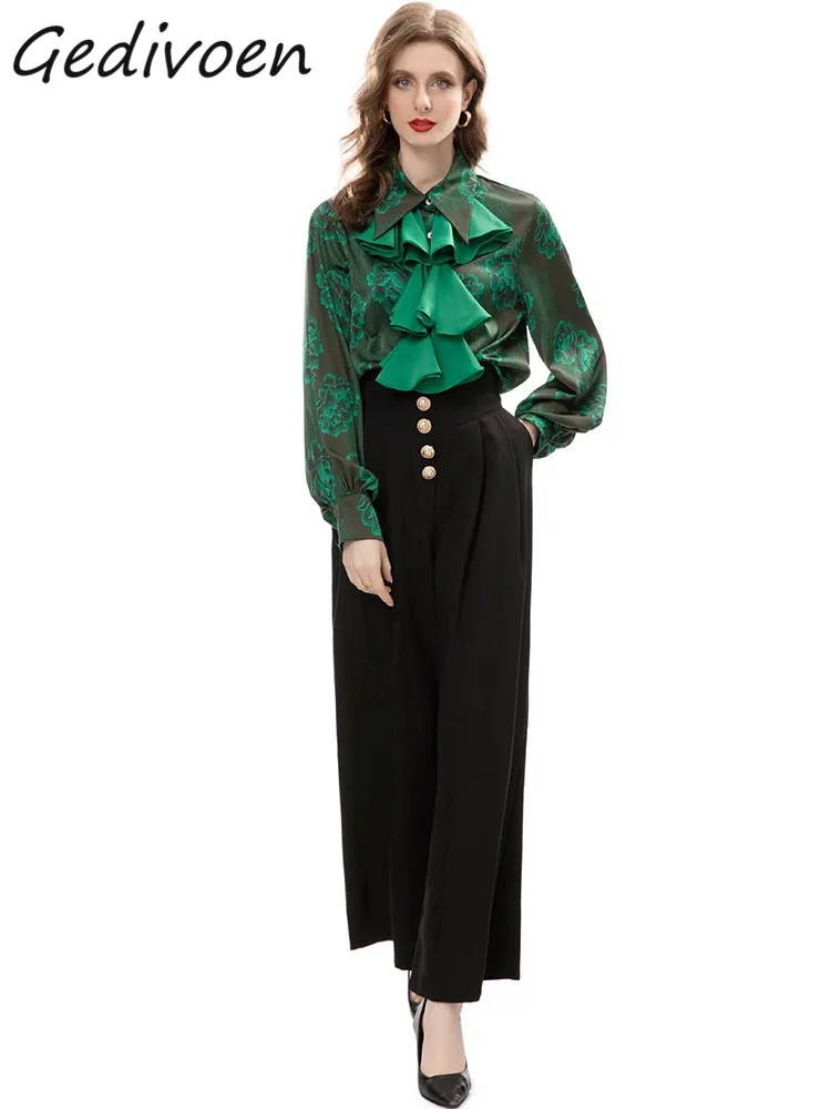 Gedivoen utumn Fashion Runway Floral Print Vintage Pant Set Women Lantern Sleeve Ruffles Slim Top+Straight Trousers 2 Piece Set
Gedivoen utumn Fashion Runway Floral Print Vintage Pant Set Women Lantern Sleeve Ruffles Slim Top+Straight Trousers 2 Piece Set