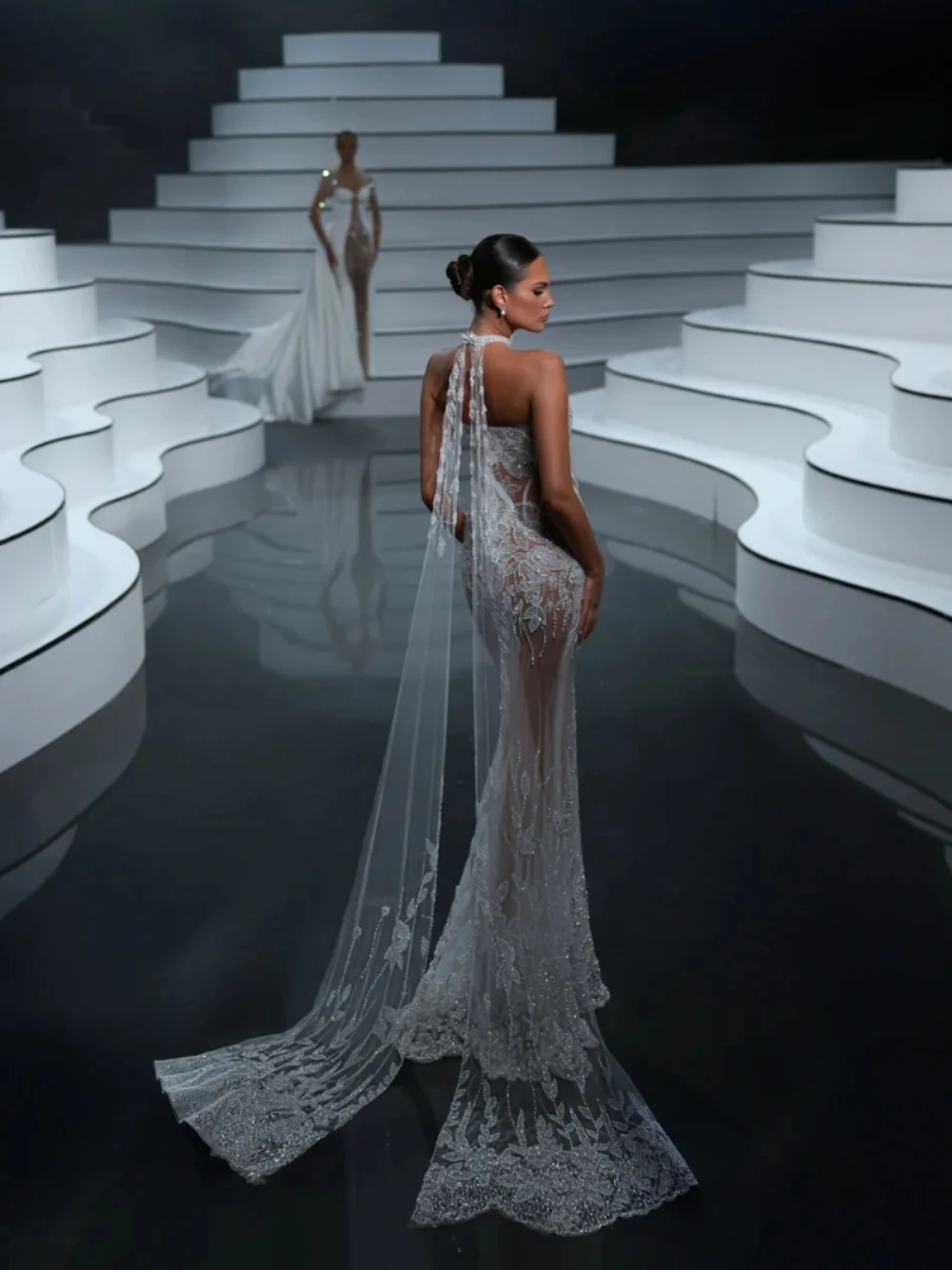 Sexy Sheer Illusion Halter Mermaid Wedding Dress Beaded Floral Lace Bridal Gown With Long Train Stunning Customized Bride Wear
Sexy Sheer Illusion Halter Mermaid Wedding Dress Beaded Floral Lace Bridal Gown With Long Train Stunning Customized Bride Wear