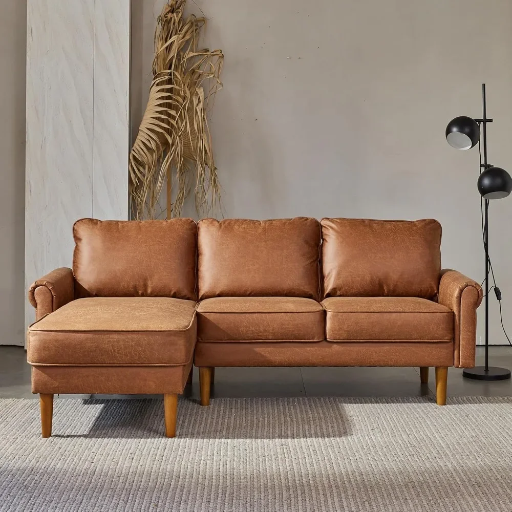 Sofa Couch with Chaise, Faux Leather Couches with Comfy Cushions, Modern Deep Seat Cloud Sofas for Living Room Bedroom
Sofa Couch with Chaise, Faux Leather Couches with Comfy Cushions, Modern Deep Seat Cloud Sofas for Living Room Bedroom