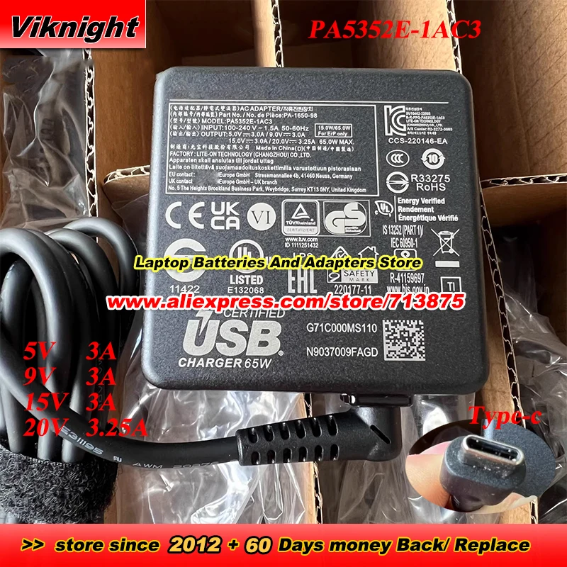 PA-1650-98 PA5352E-1AC3 AC Adapter 20V 3.25A 65W PA5352U-1ACA for TECRA X50-F X40 X30 A40-E A40-G A30-G
PA-1650-98 PA5352E-1AC3 AC Adapter 20V 3.25A 65W PA5352U-1ACA for TECRA X50-F X40 X30 A40-E A40-G A30-G