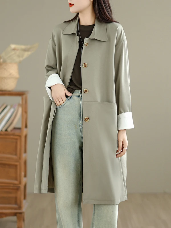 Khaki Casual Versatile Loose Slimming Mid-Length Coat Spring Autumn New Style Korean Version Comfortable Long Sleeve Collar
Khaki Casual Versatile Loose Slimming Mid-Length Coat Spring Autumn New Style Korean Version Comfortable Long Sleeve Collar