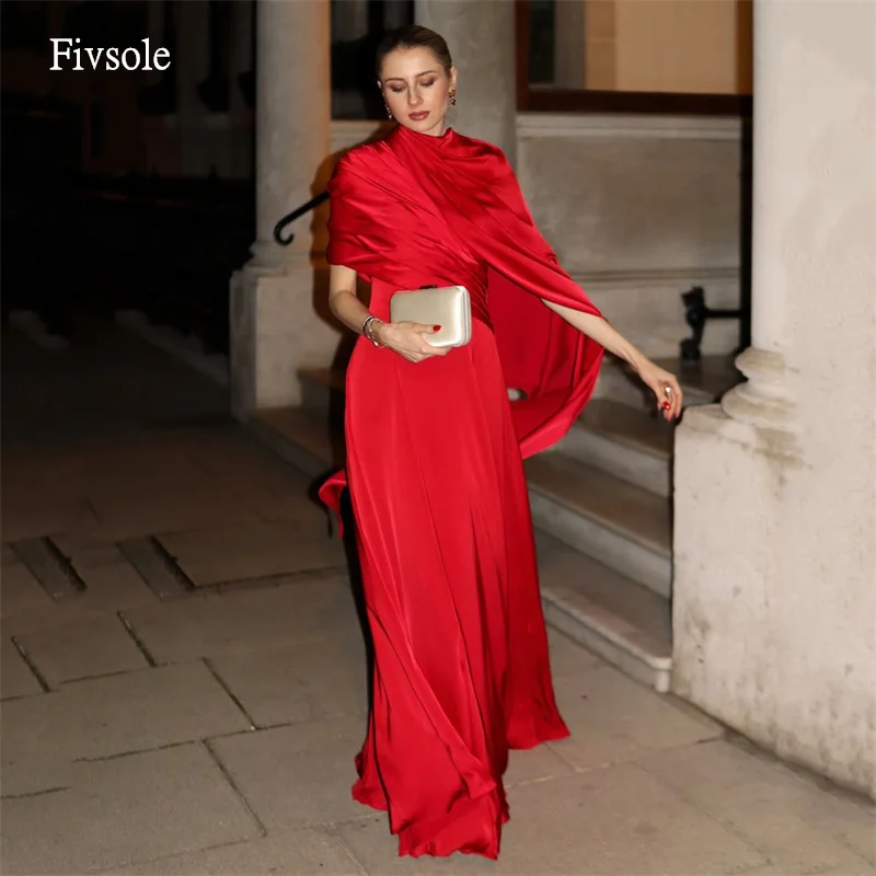 Fivsole Elegant Red Satin A Line Prom Gowns High Neck Cap Party Gown Floor Length Evening Dress vestido de noche Customized
Fivsole Elegant Red Satin A Line Prom Gowns High Neck Cap Party Gown Floor Length Evening Dress vestido de noche Customized