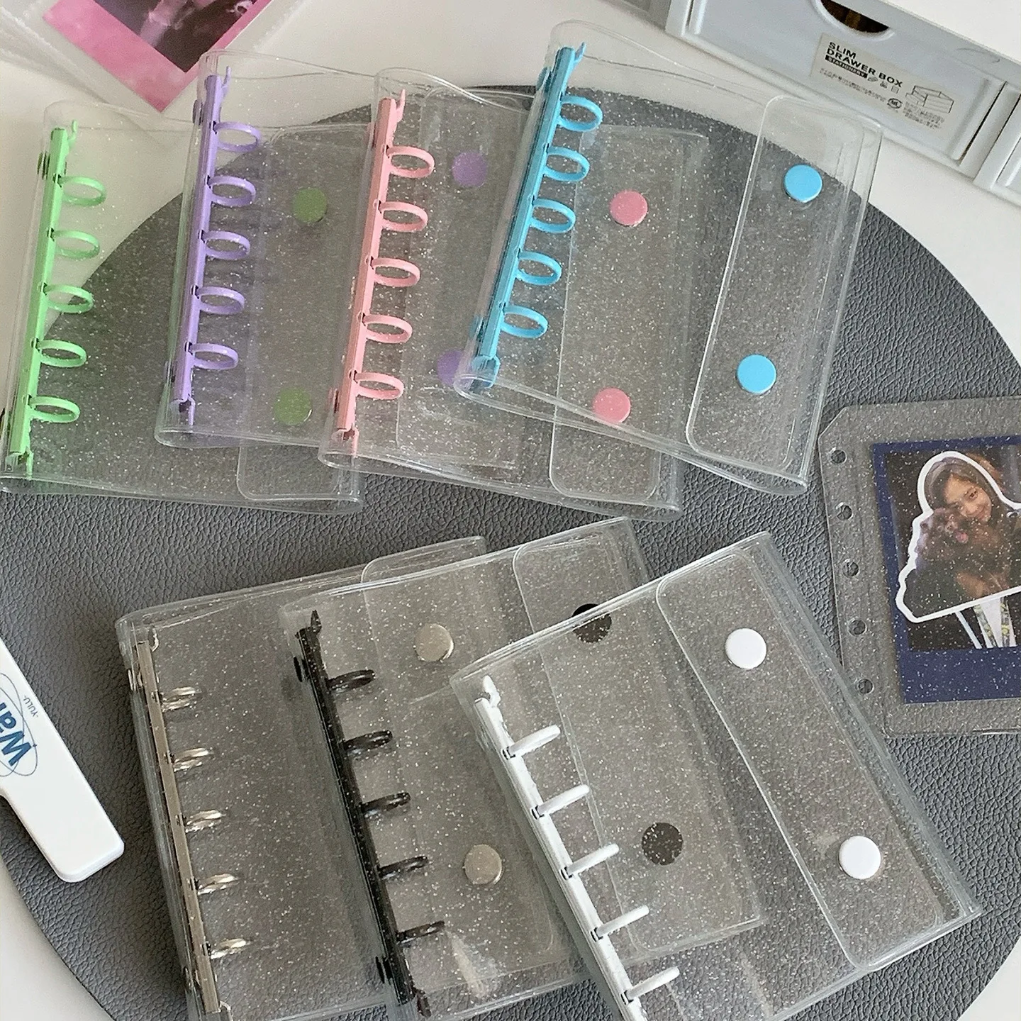 M5 Glitter Twin-Clip PVC Loose-Leaf Notebook, Soft Scrapbook/Photo Album with Colorful Clips & Card Organizer for Photo Storage
M5 Glitter Twin-Clip PVC Loose-Leaf Notebook, Soft Scrapbook/Photo Album with Colorful Clips & Card Organizer for Photo Storage