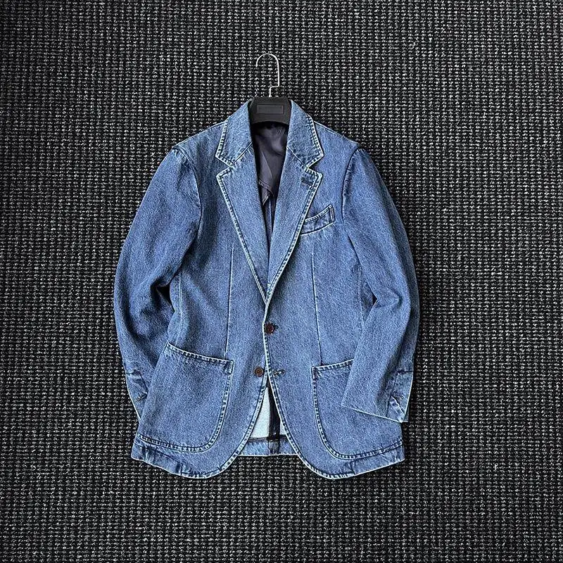 Haute couture unstructured heavy industry washed denim suit men's casual retro gentleman flat barge collar suit
Haute couture unstructured heavy industry washed denim suit men's casual retro gentleman flat barge collar suit