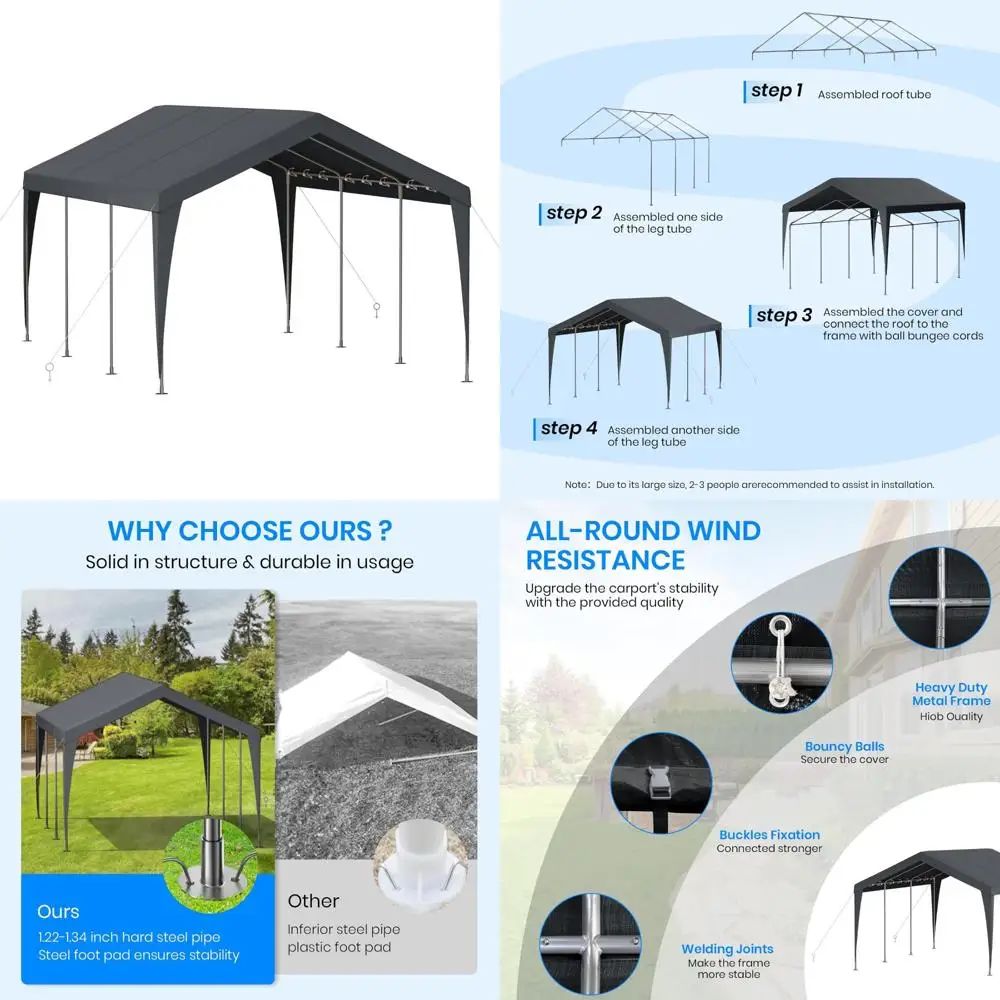 Сверхмощный портативный гаражный карман 12x20 с оцинкованной рамой, 8 ножками и 4 ветровыми веревками для повышенной устойчивости и защиты
Сверхмощный портативный гаражный карман 12x20 с оцинкованной рамой, 8 ножками и 4 ветровыми веревками для повышенной устойчивости и защиты