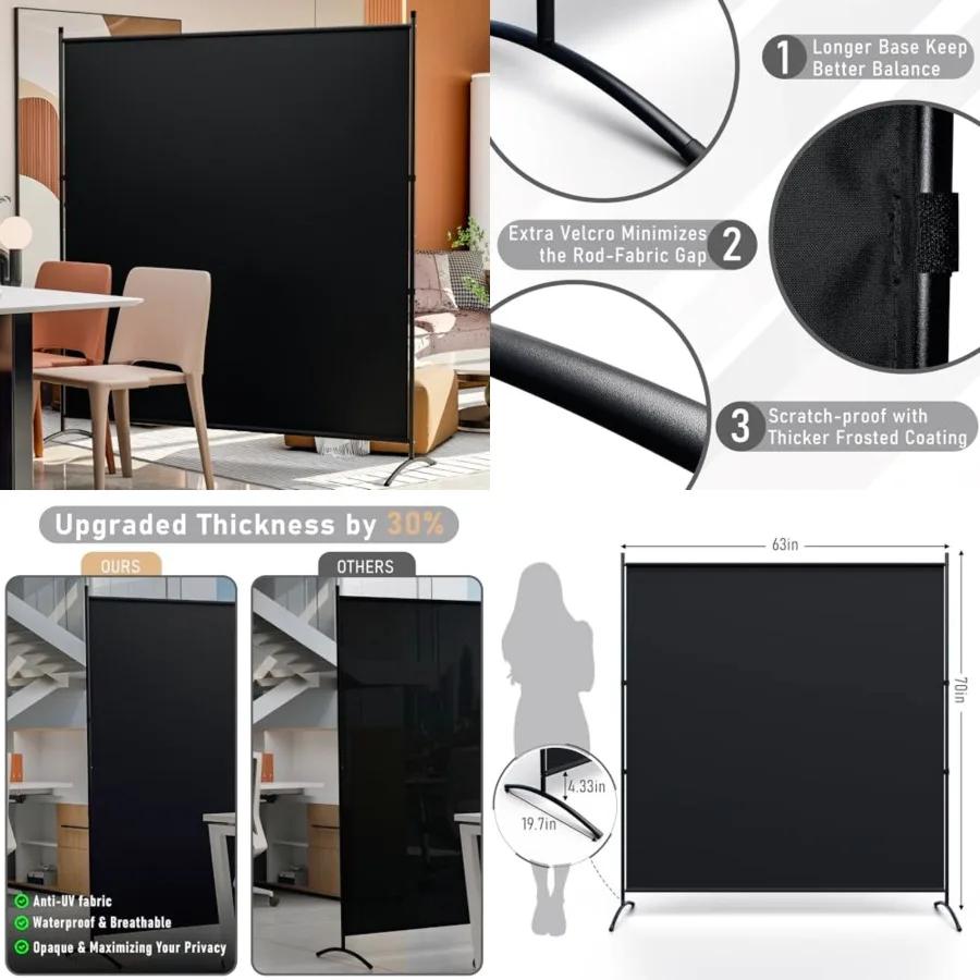 Room Divider 63''W x 71''H Large Single Panel, Privacy Screen for Room Partitions, Portable Room Divider Screen for Room Separtion, Freestanding Fabric Wall Divider for Office, School, Room Separator
Room Divider 63''W x 71''H Large Single Panel, Privacy Screen for Room Partitions, Portable Room Divider Screen for Room Separtion, Freestanding Fabric Wall Divider for Office, School, Room Separator