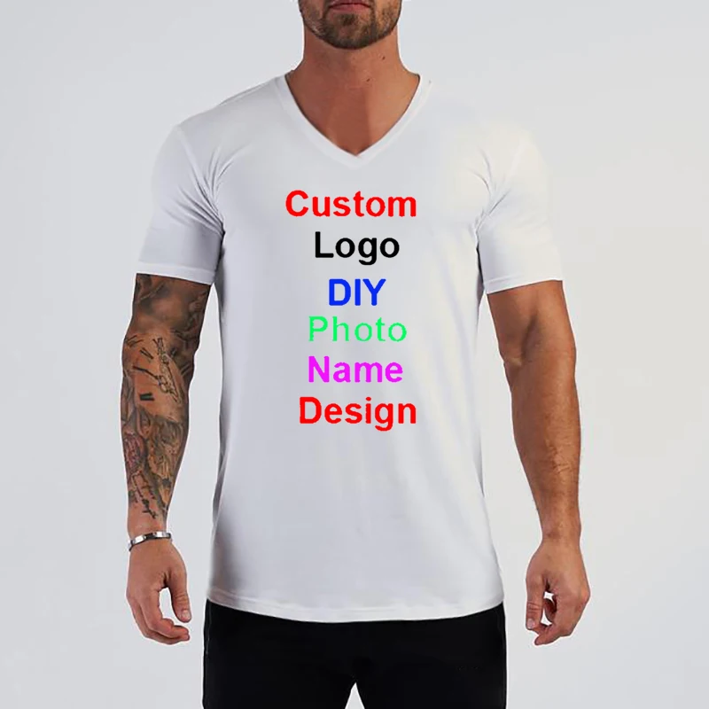 Футболка мужская летняя хлопковая с V-образным вырезом и логотипом
Футболка мужская летняя хлопковая с V-образным вырезом и логотипом