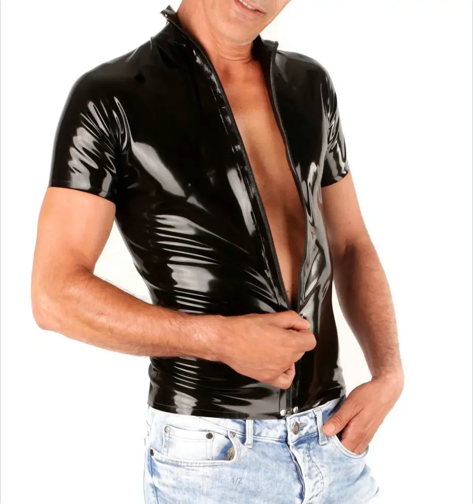 Handmade Classic Latex Men Short Sleeves Front Zip Shirt Uniform Clothes Male Costume Tops Rubber T-Shirt Masculine Charm
Handmade Classic Latex Men Short Sleeves Front Zip Shirt Uniform Clothes Male Costume Tops Rubber T-Shirt Masculine Charm