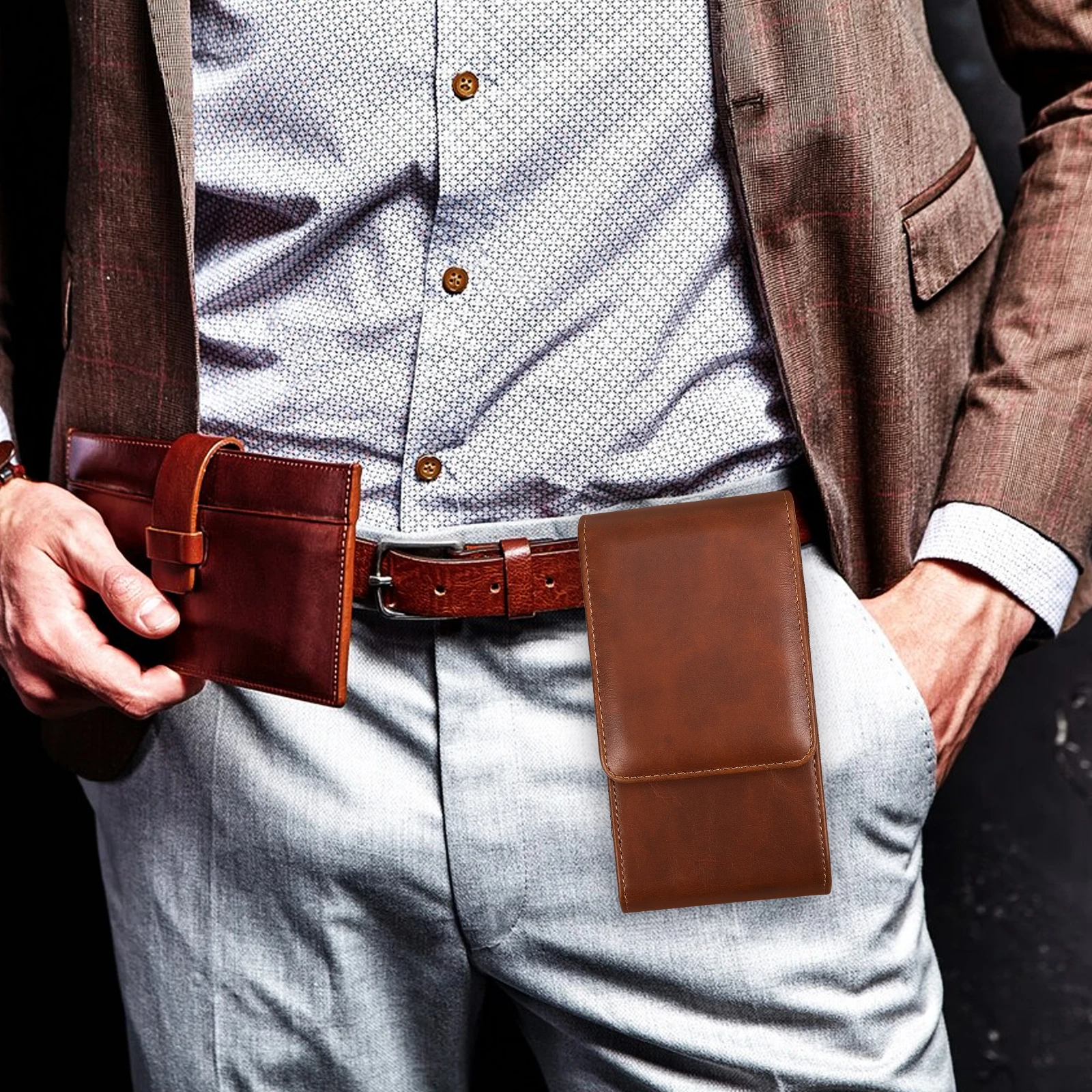 Dual Layer Phone Waist Bag for Men Brown Small Cellphone Pouch 5.5 6.7 inch Universal Dual H set Carrier Mens Phone Bag
Dual Layer Phone Waist Bag for Men Brown Small Cellphone Pouch 5.5 6.7 inch Universal Dual H set Carrier Mens Phone Bag