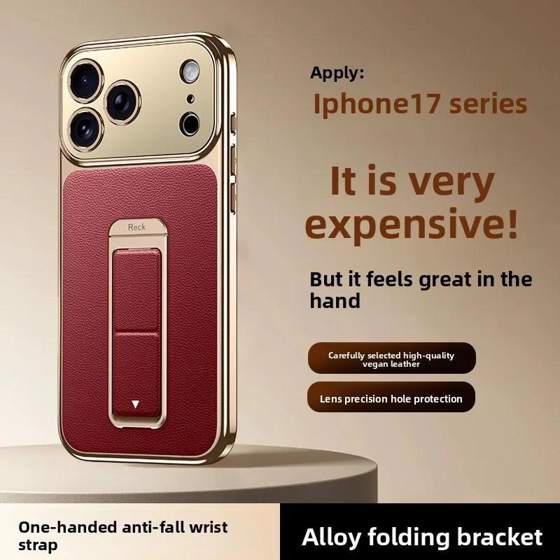 Luxury Business Leather Alloy Folding Stand Phone Case for iPhone 17 Pro Max 16 15 14 Anti-fall Wrist Strap For Magsafe Cover
Luxury Business Leather Alloy Folding Stand Phone Case for iPhone 17 Pro Max 16 15 14 Anti-fall Wrist Strap For Magsafe Cover
