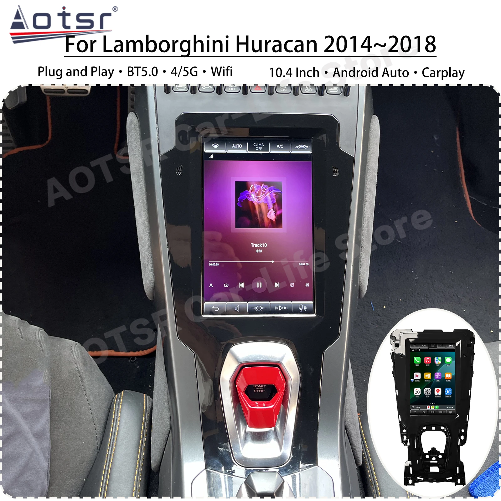 AI Voice Screen Android Auto Multimedia Stereo Player For Lamborghini Huracan 2014~2018 GPS Navigation Car Radio IPS Head Unit
AI Voice Screen Android Auto Multimedia Stereo Player For Lamborghini Huracan 2014~2018 GPS Navigation Car Radio IPS Head Unit