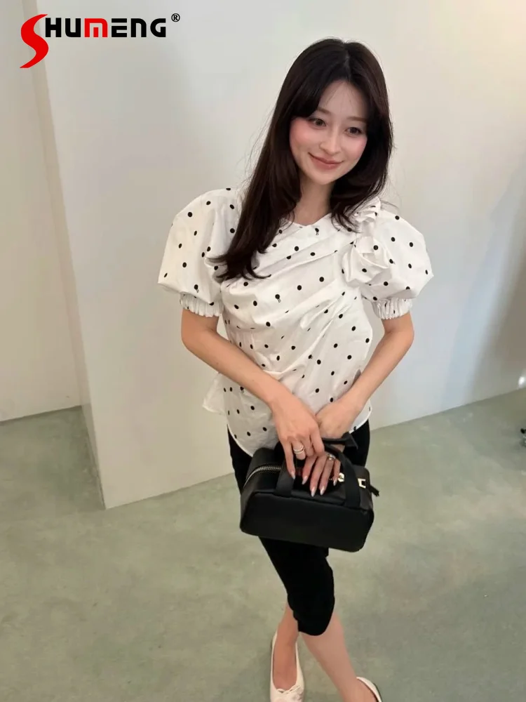 Japanese Sweet Women's Polka Dot Shirt Summer New 2026 Women's Fashion Casual Short Sleeve Blouses Lady Commuter Cotton Top
Japanese Sweet Women's Polka Dot Shirt Summer New 2026 Women's Fashion Casual Short Sleeve Blouses Lady Commuter Cotton Top