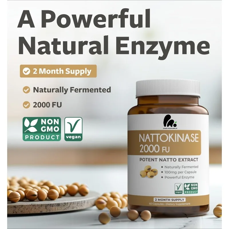 Nattokinase 2000 FU (Non GMO) - a potent nattokinase supplement made from naturally fermented soybeans -60 capsules pure
Nattokinase 2000 FU (Non GMO) - a potent nattokinase supplement made from naturally fermented soybeans -60 capsules pure