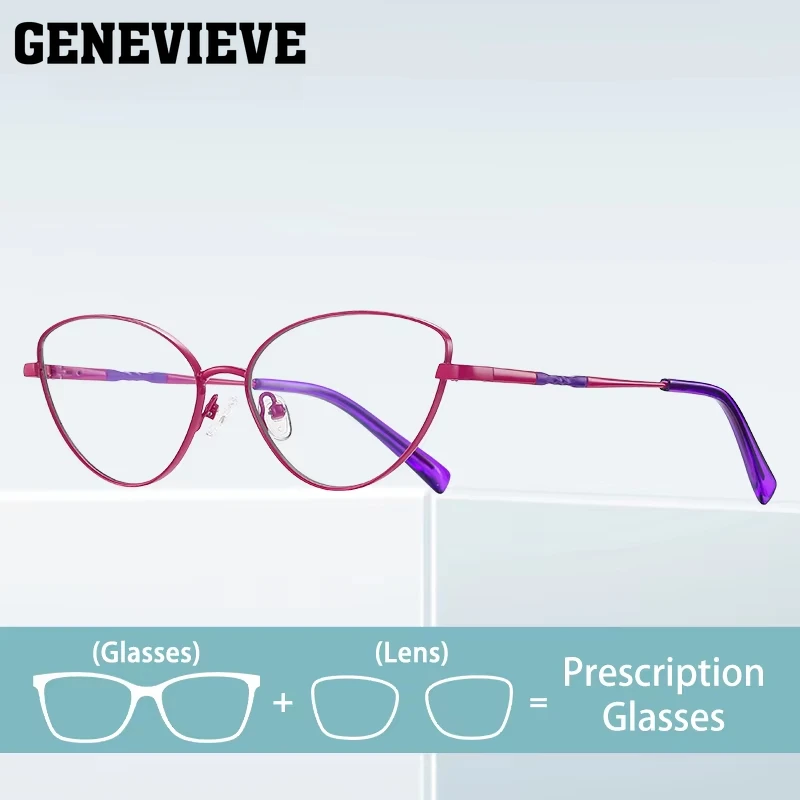 GENEVIEVE Semi-round Mature Female Metal Anti-blue Can Be Customized Prescription Photochromic Six Colors To Choose From PFD3047
GENEVIEVE Semi-round Mature Female Metal Anti-blue Can Be Customized Prescription Photochromic Six Colors To Choose From PFD3047