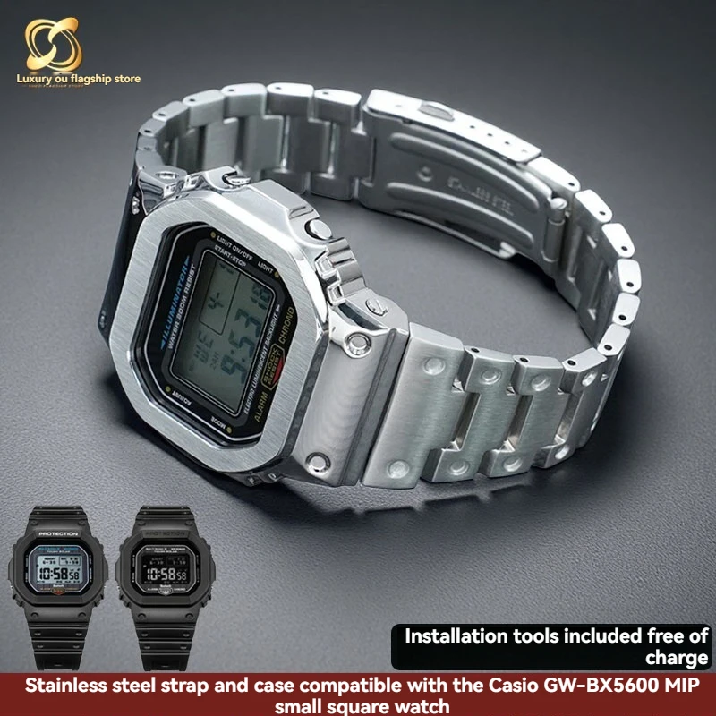 Stainless Steel Watch Band & Case Mod Kit for Casio GW-BX5600 MIP Square Bluetooth Men's Watch
Stainless Steel Watch Band & Case Mod Kit for Casio GW-BX5600 MIP Square Bluetooth Men's Watch
