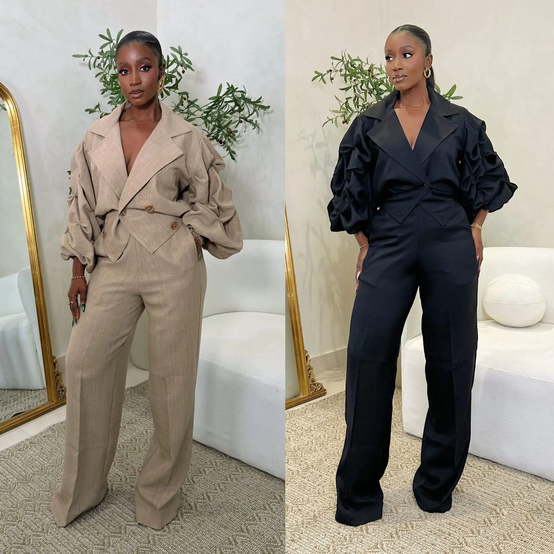 Women's Casual Long Sve Top Bot Set High Waist Trousers Bubble Sve Faionable Outfit Two-Piece Set Summer 2025
Women's Casual Long Sve Top Bot Set High Waist Trousers Bubble Sve Faionable Outfit Two-Piece Set Summer 2025