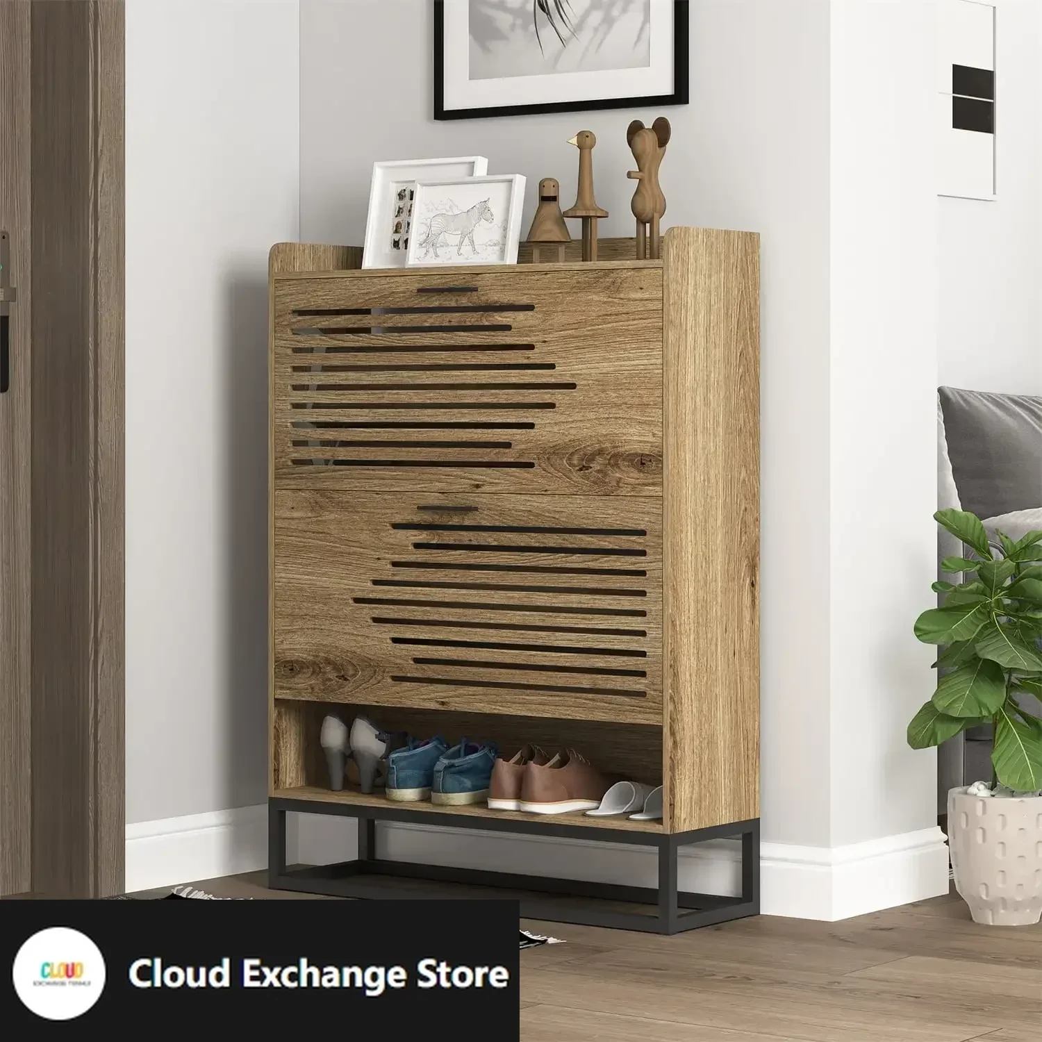 Shoe Storage Cabinet, Freestanding Organizer with 2 Flip Drawers, Shoe Rack Multifunctional Cabinet for Entryway ,Brown
Shoe Storage Cabinet, Freestanding Organizer with 2 Flip Drawers, Shoe Rack Multifunctional Cabinet for Entryway ,Brown