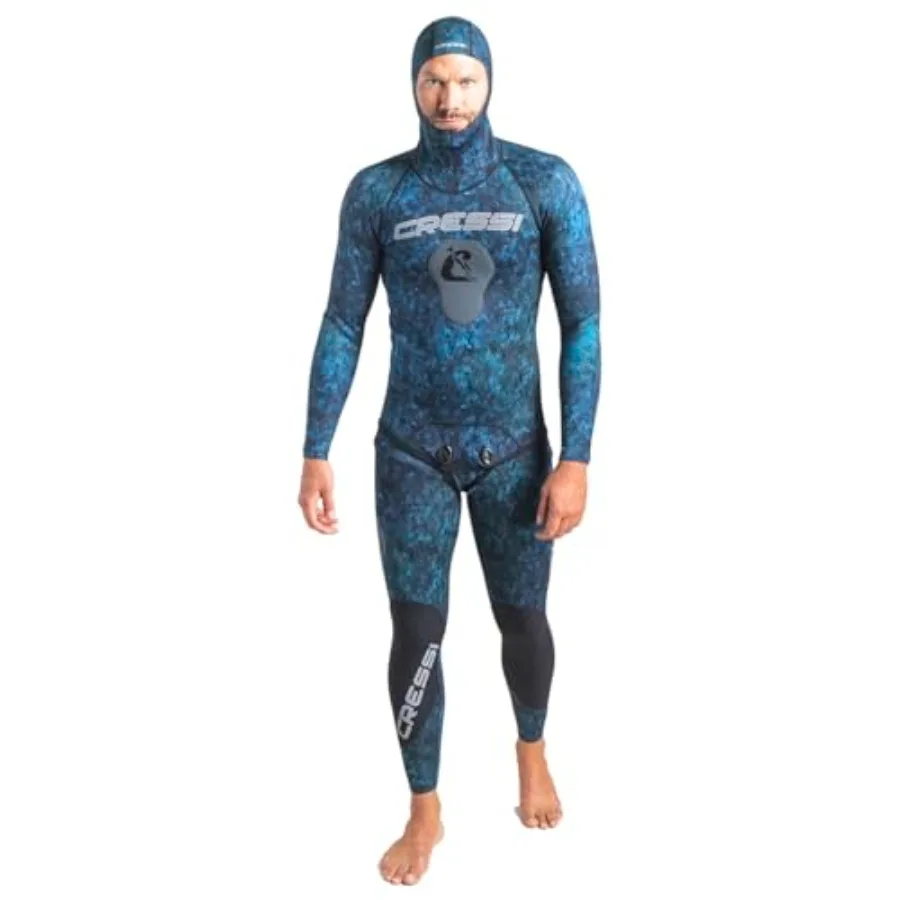Spearfishing and Freediving two-piece wetsuit for underwater sports, neoprene, black, anatomical design with chest pad and knee
Spearfishing and Freediving two-piece wetsuit for underwater sports, neoprene, black, anatomical design with chest pad and knee