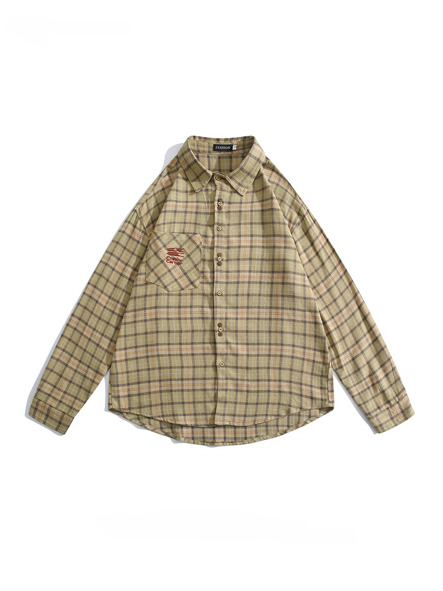 Men's Lapel Pure Cotton Plaid Embroidery Shirt Trendy Brand Spring Autumn Retro Long-sleeved Loose Casual Handsome Button Blouse
Men's Lapel Pure Cotton Plaid Embroidery Shirt Trendy Brand Spring Autumn Retro Long-sleeved Loose Casual Handsome Button Blouse