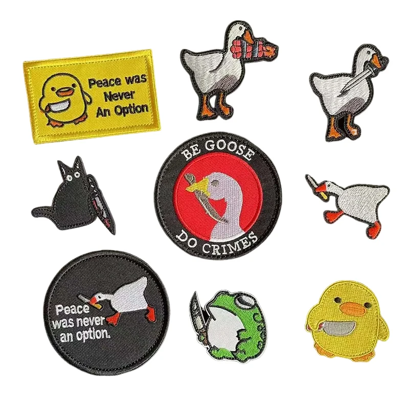 Fabric Badges Clothes Sticker Embroidery Hook and Loop Patch,Animal With Knife ,Peace Goose,Angry Frog,Cat,Duck Tactical
Fabric Badges Clothes Sticker Embroidery Hook and Loop Patch,Animal With Knife ,Peace Goose,Angry Frog,Cat,Duck Tactical