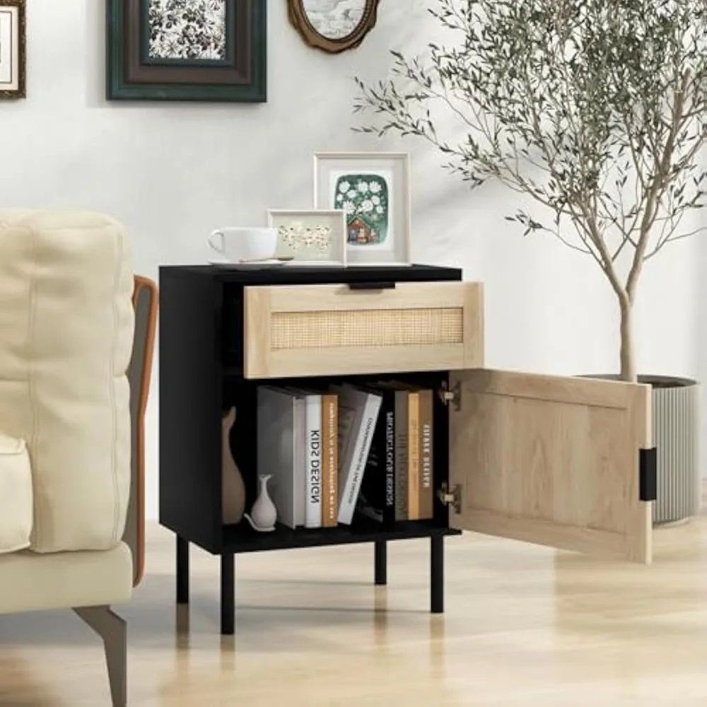 Mid Century Modern End Table with Drawer & Cabinet, Sofa Side Table with Sturdy Metal Legs, Wood Bedside Table for Bedroom
Mid Century Modern End Table with Drawer & Cabinet, Sofa Side Table with Sturdy Metal Legs, Wood Bedside Table for Bedroom