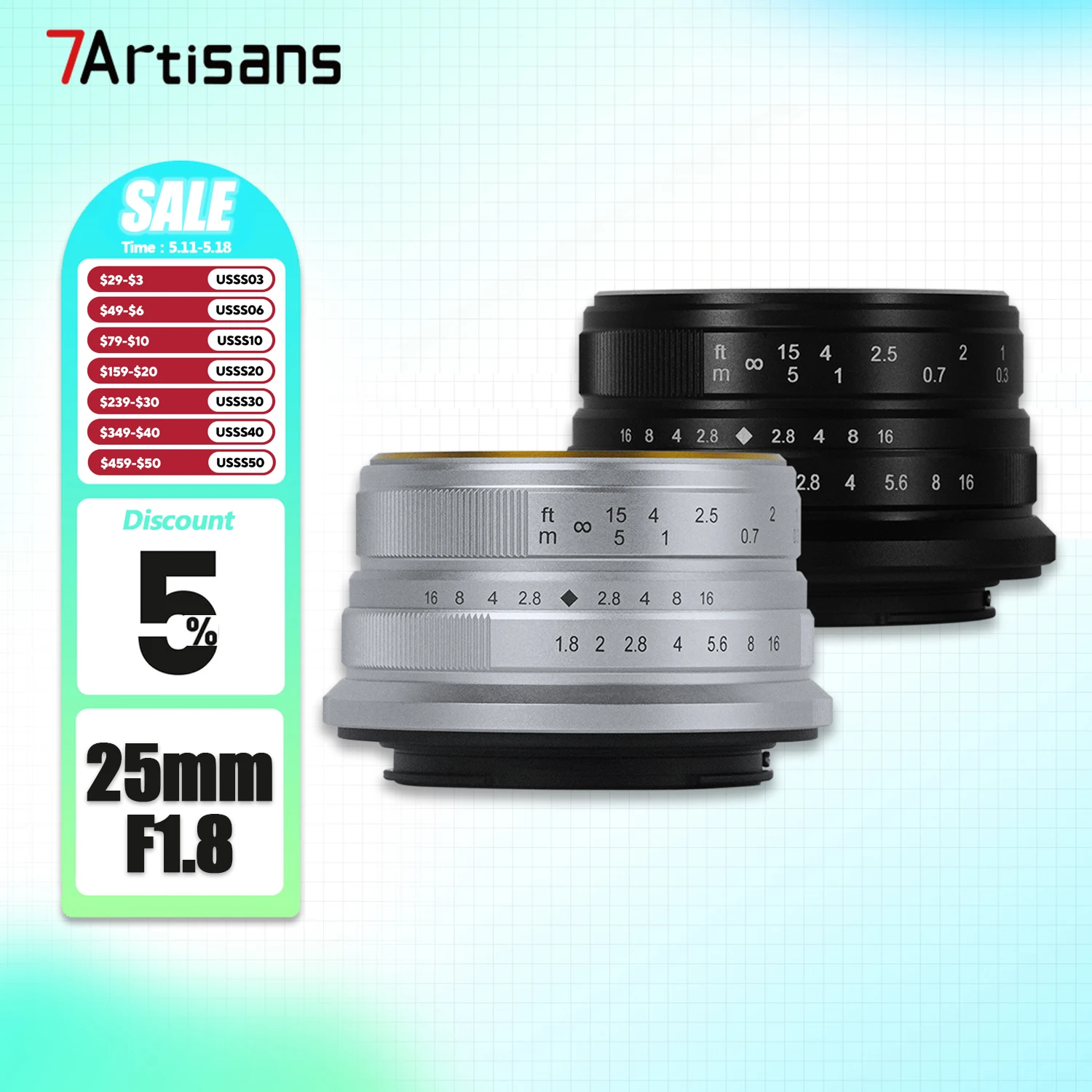 7artisans 25mm F1.8 APS-C Frame Large Aperture Wide Angle Prime Lens for Studio Photography with Sony E Zev-10 X Z M M43 Mount
7artisans 25mm F1.8 APS-C Frame Large Aperture Wide Angle Prime Lens for Studio Photography with Sony E Zev-10 X Z M M43 Mount