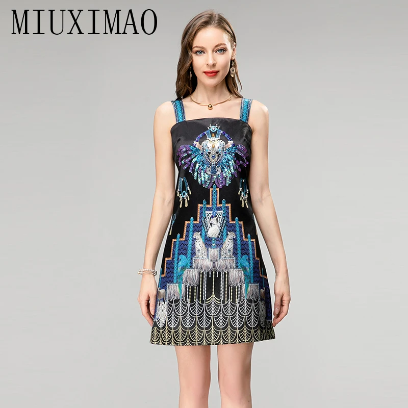 MIUXIMAO 2023 High Quality Spring&Summer Elegant Dress Sleeveless Slip Diamond Print Fashion Mini Dress Women Vestides
MIUXIMAO 2023 High Quality Spring&Summer Elegant Dress Sleeveless Slip Diamond Print Fashion Mini Dress Women Vestides