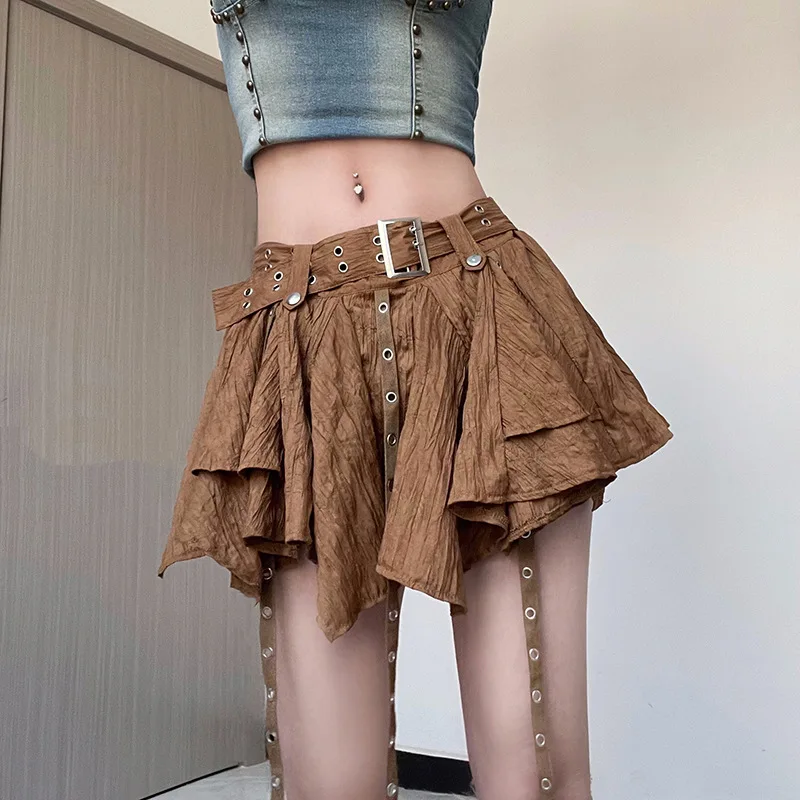 Y2K Street Spicy Girls Low Waist A-line Dress Irregular Hem Strap Half-length Skirt Short Style with Underpants
Y2K Street Spicy Girls Low Waist A-line Dress Irregular Hem Strap Half-length Skirt Short Style with Underpants