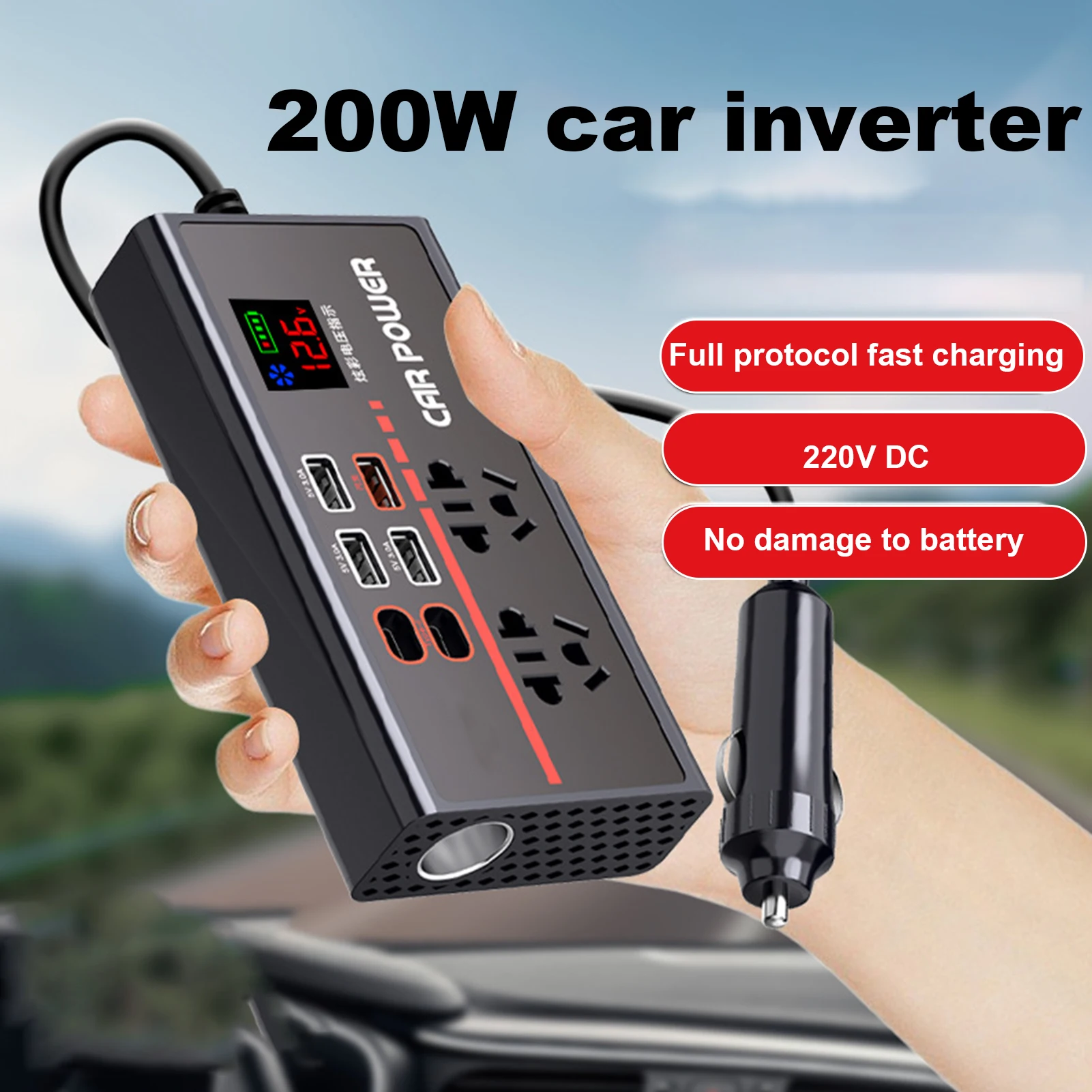 Power Inverter For Car Portable Charging Converter For Auto 12V Or 24V DC To 110V Or 220V AC Car Plug Adapter Outlet Inverter
Power Inverter For Car Portable Charging Converter For Auto 12V Or 24V DC To 110V Or 220V AC Car Plug Adapter Outlet Inverter