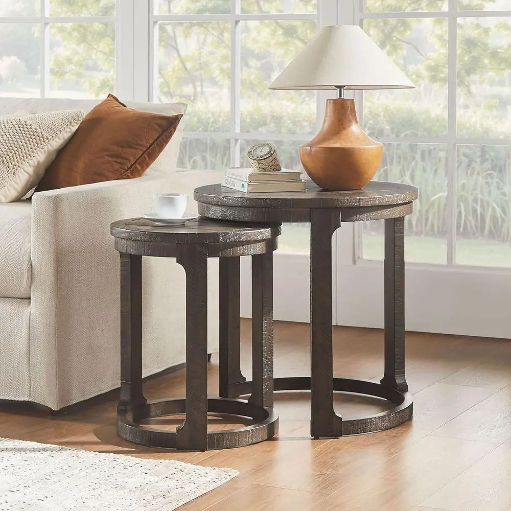 24 Rustic Wooden Nesting Coffee Table Set for Living Room, Office, Apartment - Dark Brown
24 Rustic Wooden Nesting Coffee Table Set for Living Room, Office, Apartment - Dark Brown