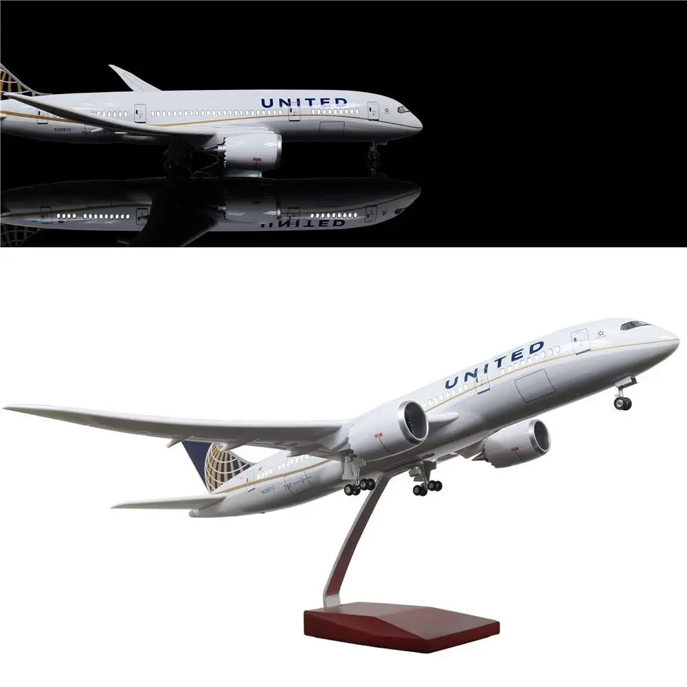Модель игрушечного самолета 43 см, масштаб 1:130, 787 Jet United Airlines B787, модель самолета, литая под давлением смола, орнамент со светодиодной подсветкой для
Модель игрушечного самолета 43 см, масштаб 1:130, 787 Jet United Airlines B787, модель самолета, литая под давлением смола, орнамент со светодиодной подсветкой для