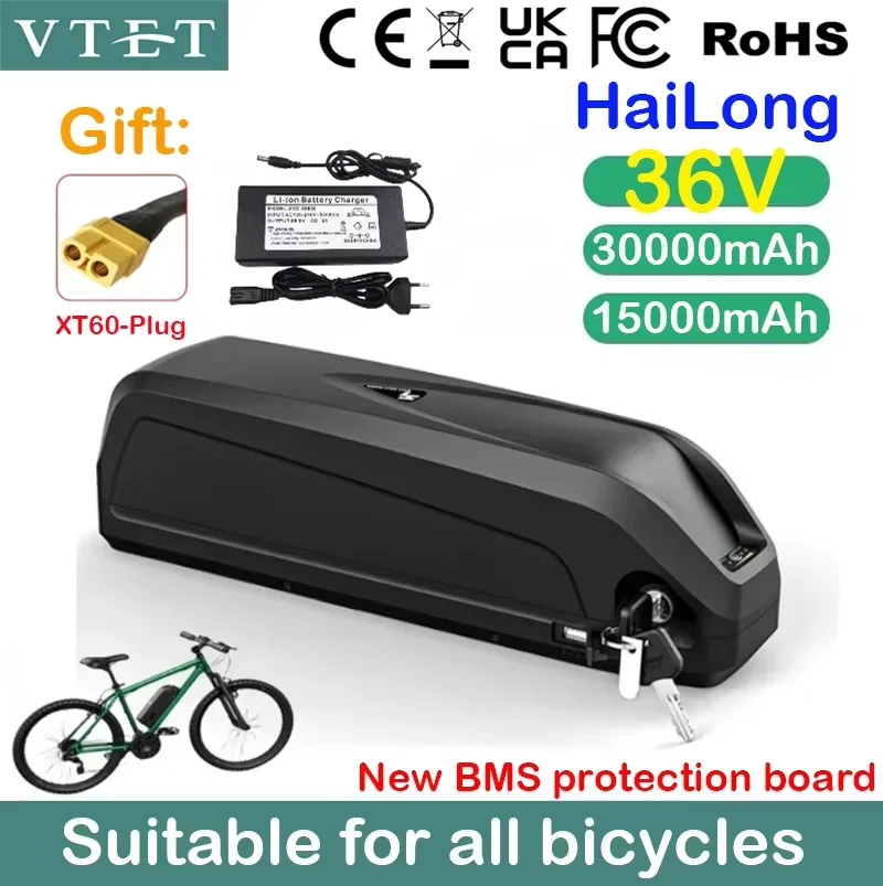 Original 36V 30Ah Hailong Lithium Battery with BMS Type 2 for 350W 500W 750W 1000W Motor Electric Mountain Bike Can Be DIY Made
Original 36V 30Ah Hailong Lithium Battery with BMS Type 2 for 350W 500W 750W 1000W Motor Electric Mountain Bike Can Be DIY Made