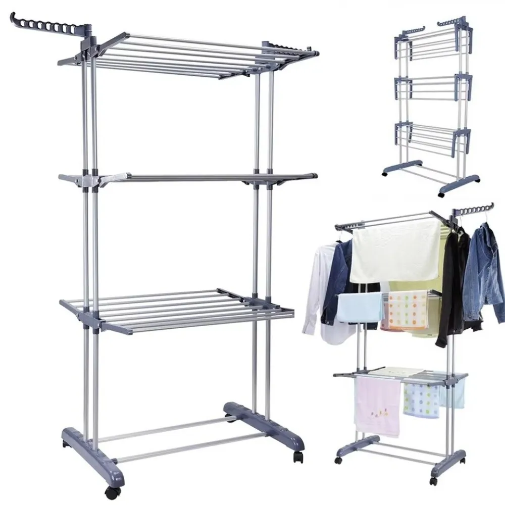 Space Saving Plastic Clothes Drying Rack 4-Tier with Hook Foldable Clothes Airer Large Size Movable Clothing Rack Indoor/Outdoor
Space Saving Plastic Clothes Drying Rack 4-Tier with Hook Foldable Clothes Airer Large Size Movable Clothing Rack Indoor/Outdoor