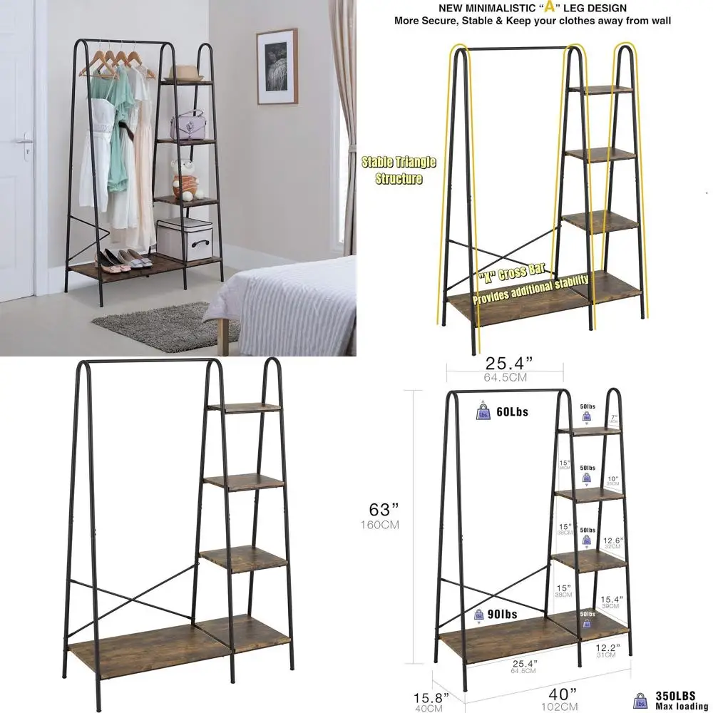 Heavy-Duty Wooden Clothes Rack with 5 Shelves - Portable Closet Organizer for Bedroom, Entryway, Boutique - Matte Black
Heavy-Duty Wooden Clothes Rack with 5 Shelves - Portable Closet Organizer for Bedroom, Entryway, Boutique - Matte Black