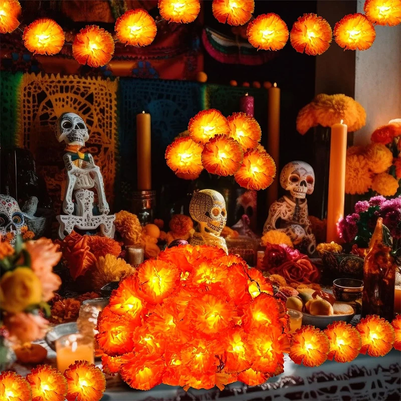 Mexican Marigold Artificial Flowers Day Of The Dead Diy Home Outdoor Decor Halloween Diwali Party 1.5m Garland String Lights
Mexican Marigold Artificial Flowers Day Of The Dead Diy Home Outdoor Decor Halloween Diwali Party 1.5m Garland String Lights