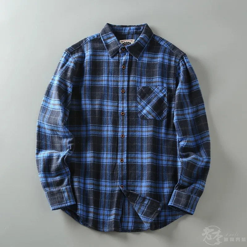 May Khaki Japanese vintage pure cotton wash mens long sleeve plaid shirt coat trend
May Khaki Japanese vintage pure cotton wash mens long sleeve plaid shirt coat trend