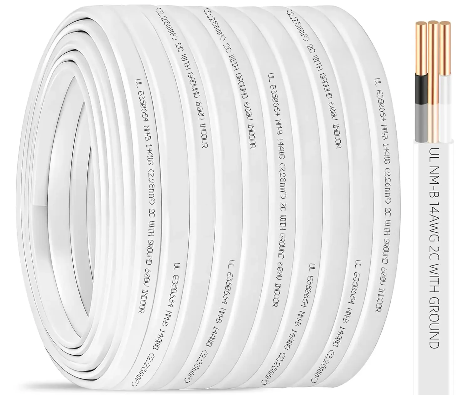 NM-B 14/2 Wire with Ground,250FT 14 Gauge 2 Conductors Electrical Wire 14 AWG Copper Solid Indoor NMB Cable,14/2 with Ground Non
NM-B 14/2 Wire with Ground,250FT 14 Gauge 2 Conductors Electrical Wire 14 AWG Copper Solid Indoor NMB Cable,14/2 with Ground Non