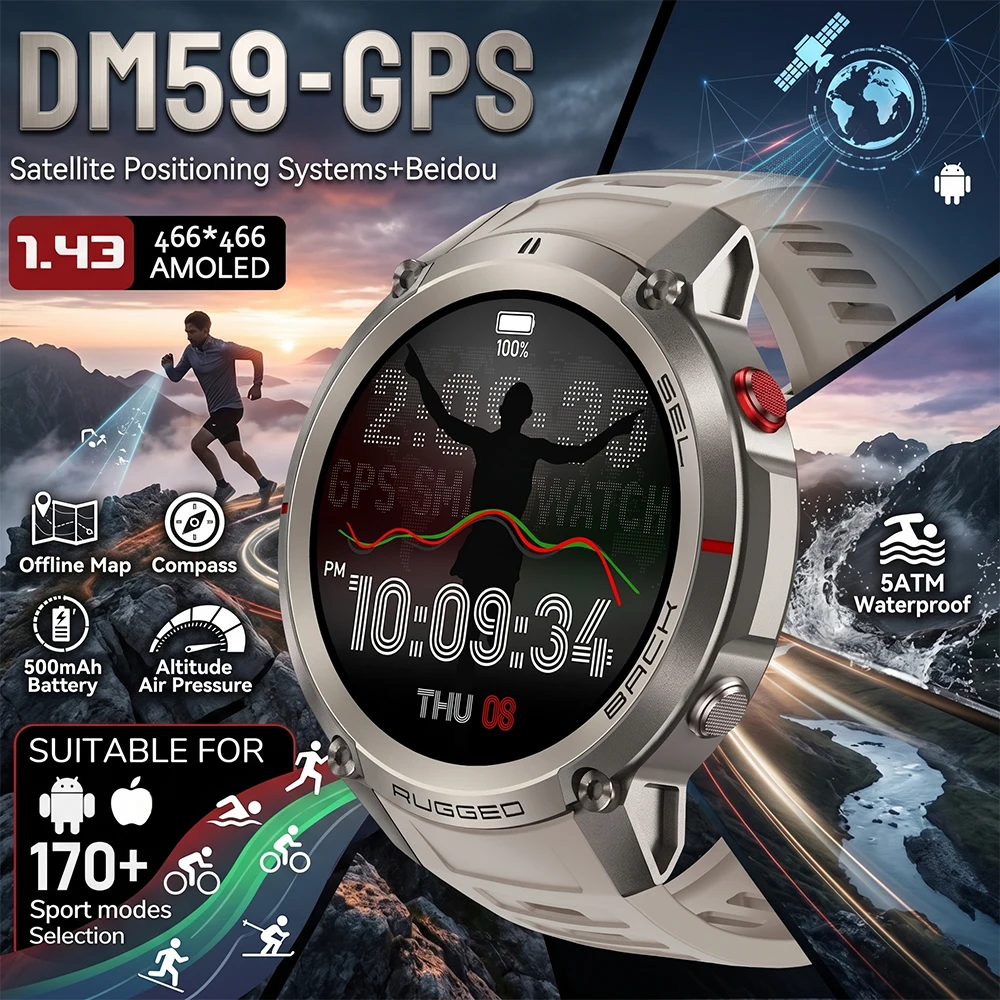 2026 New Military GPS Smart Watch Rugged 500mAh Battery BT Call IP69 Waterproof Fitness Tracker Health Monitor Android iOS
2026 New Military GPS Smart Watch Rugged 500mAh Battery BT Call IP69 Waterproof Fitness Tracker Health Monitor Android iOS