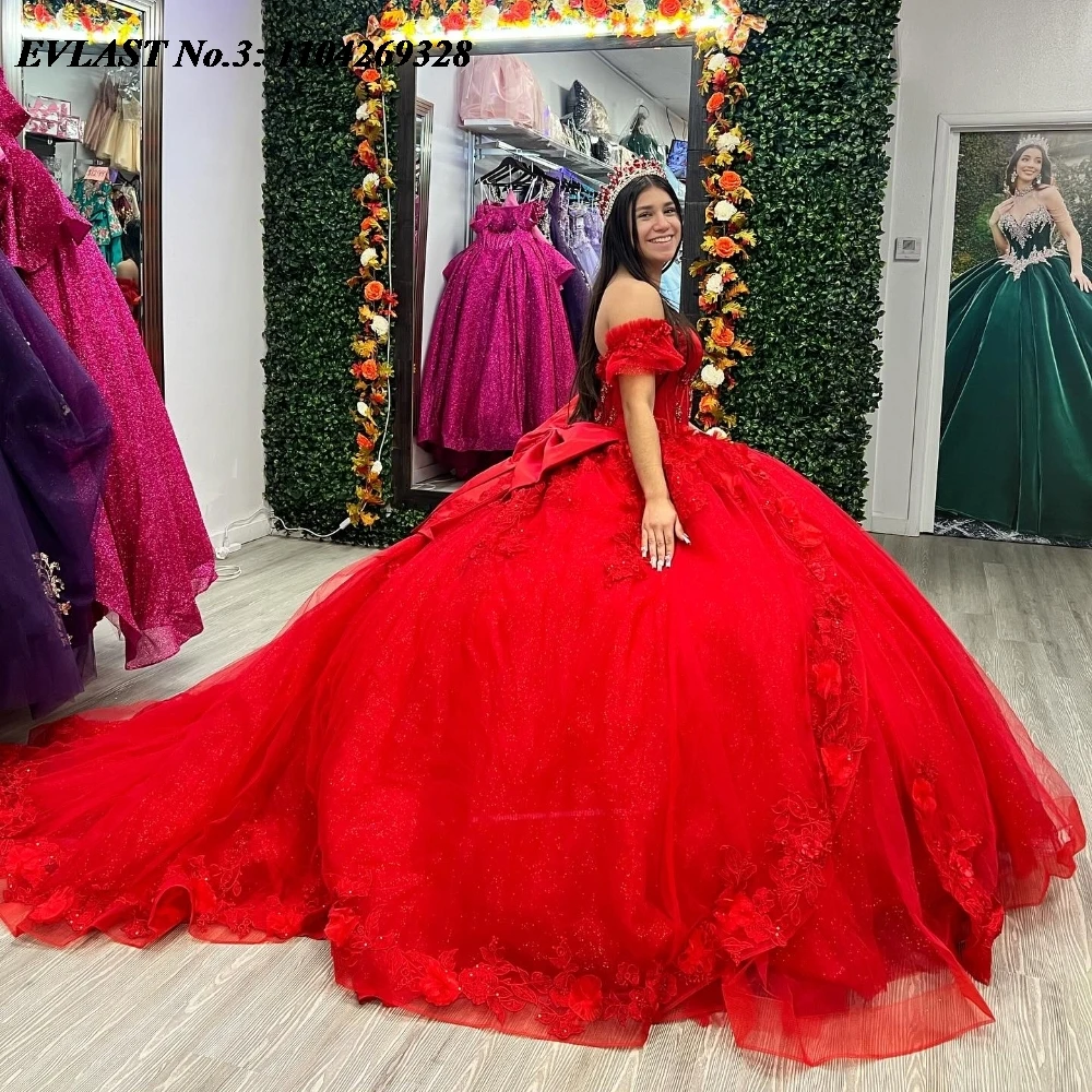 EVLAST Customized Shiny Red Quinceanera Dress Ball Gown Glitter Lace Applique Beaded Bow Back Sweet 16 Vestido De 15 Anos E3Q320
EVLAST Customized Shiny Red Quinceanera Dress Ball Gown Glitter Lace Applique Beaded Bow Back Sweet 16 Vestido De 15 Anos E3Q320