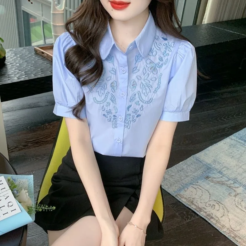 Women's Cotton Blouse Embroidery Short Sleeve Chinese Style Casual Top
Women's Cotton Blouse Embroidery Short Sleeve Chinese Style Casual Top